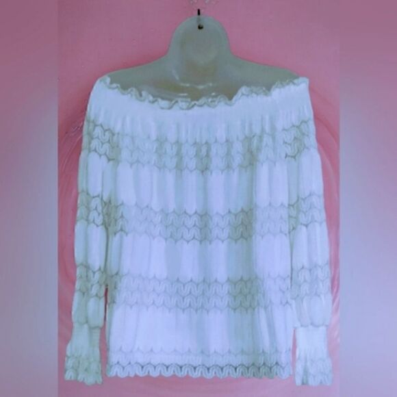 KATE & MALLORY LACE OFF THE SHOULDER BLOUSE/TOP Medium - Picture 11 of 12